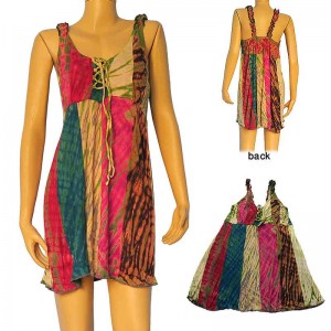 Panel joined tie-dye viscose dress