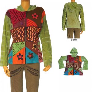 Tie-dye base patch work hoodie