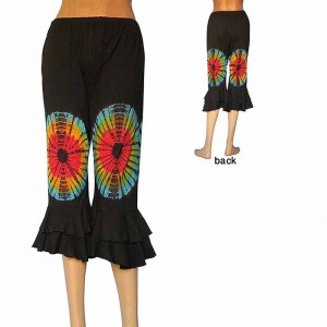 Frills bottom 3-quarter tie dye trouser 