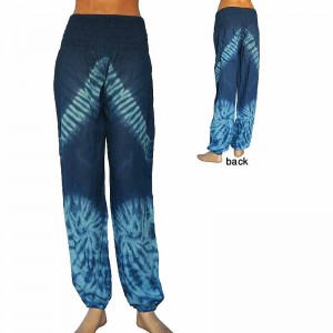 Blue tie-dye thin rayon trouser