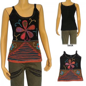 Multi-pattern rib stone wash tank top