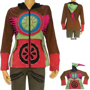 Embroidered razor cut colorful rib hoodie