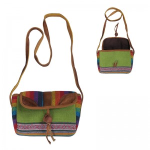 Leather mixed small shoulder bag