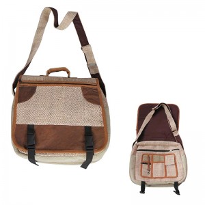Hemp and leather file bag