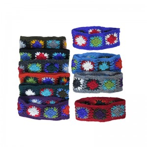 2 color flowers joined woolen net headband
