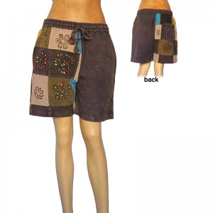 Partial patch work cotton shorts