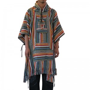 Colourful stripes Gheri long poncho