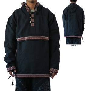 Stripy lace heavy cotton pullover