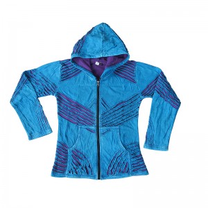 Razor cut turquoise color hoodie