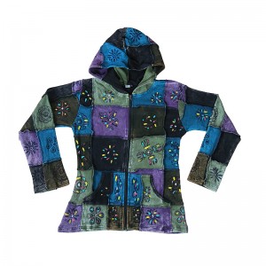 Patch work stone wash painted hoodie