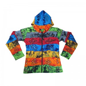 Tie dye stripes painted rib hoodie