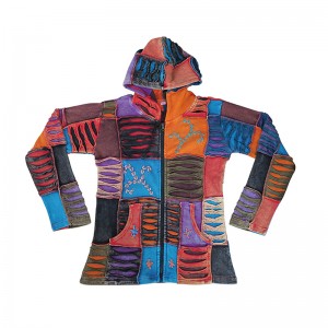 Patch work hand embroidered hoodie