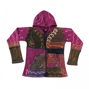 Hand embroidered patch work katau hoodie