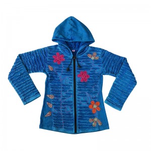 Flower embroidered layer cut hoodie