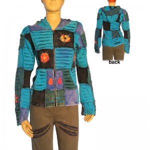 Embroidered layer cut patch work hoodie