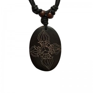 Dorje carved oval bone pendent