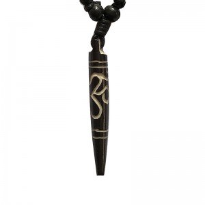 Om carved cylinder shape bone pendent