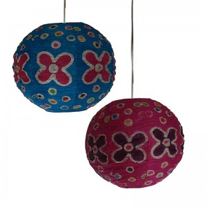 Wax print small ball lampshade2