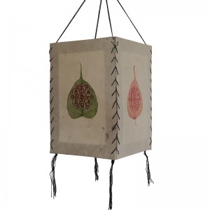 Om Mani on Bodhi leaf 4-fold lampshade