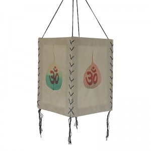Sanskrit OM on Bodhi leaves 4-fold lampshade
