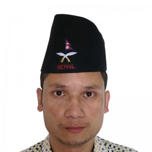 Nepal flag with Khukuri cross Bhadgaule Topi