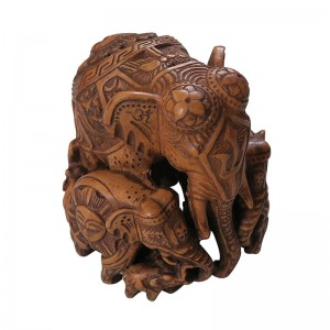 Antique ivory elephant family