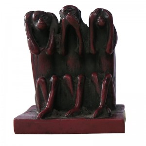 Resin antique red 3-monkey set