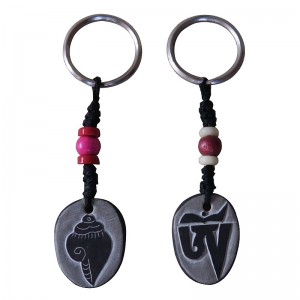 Conch-Om carved stone key ring