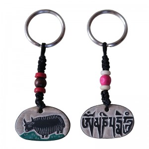 Om Mani - Yak carved stone key ring
