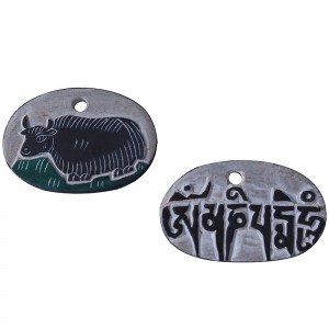 Om Mani - Yak carved stone pendent
