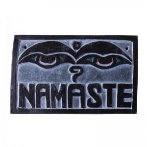 Buddha Eye-NAMASTE carved stone panel