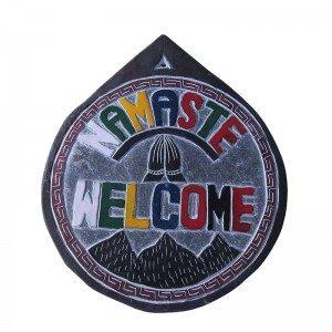 NAMASTE WELCOME carved stone decorative