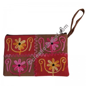 4-patch leather suede purse