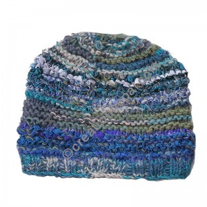 Wool and silk mixed Turquoise cap