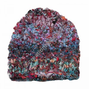 Recycled silk and Sari mixed blue cap
