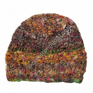 Recycled silk and Sari mixed Lime cap