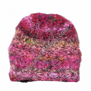 Recycled silk and Sari mixed Pink cap