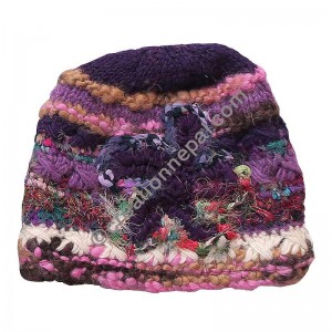 Wool-silk purple star cap