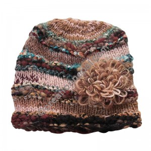 Wool-silk brown color flower cap