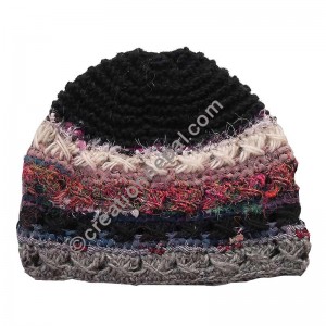 Wool and silk stripes black cap