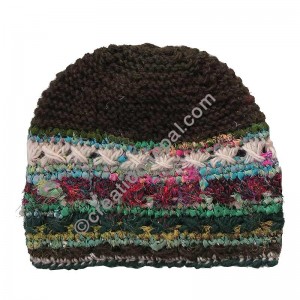 Wool and silk stripes green cap