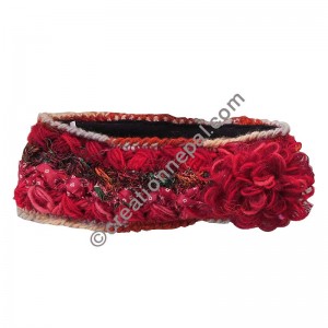 Silk-wool flower red headband