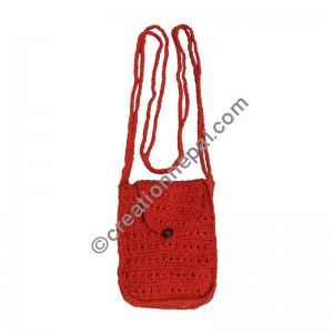 Cotton crochet small orange bag