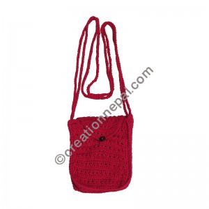 Cotton crochet small red bag