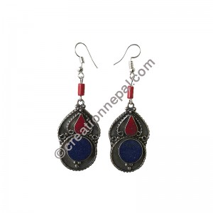 Coral-Lapis danglers earring