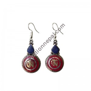 Golden Tibetan OM Mantra earring