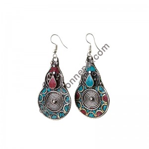 Colorful tear-drop earring