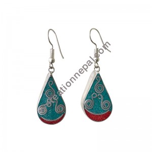 Two color tear drop earring