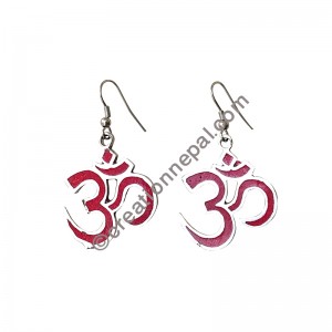 Coral Om Mantra earring