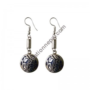 White metal Ganesha earring